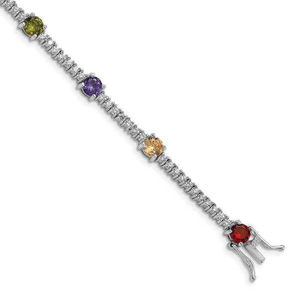 7.5-Inch Rhodium-Plated Sterling Silver Bracelet with CZ Stones - Style GR1-1017675