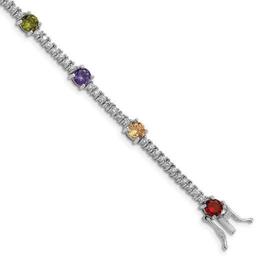 Shop Exclusive 7.5-Inch Rhodium-Plated Sterling Silver Bracelet with CZ Stones