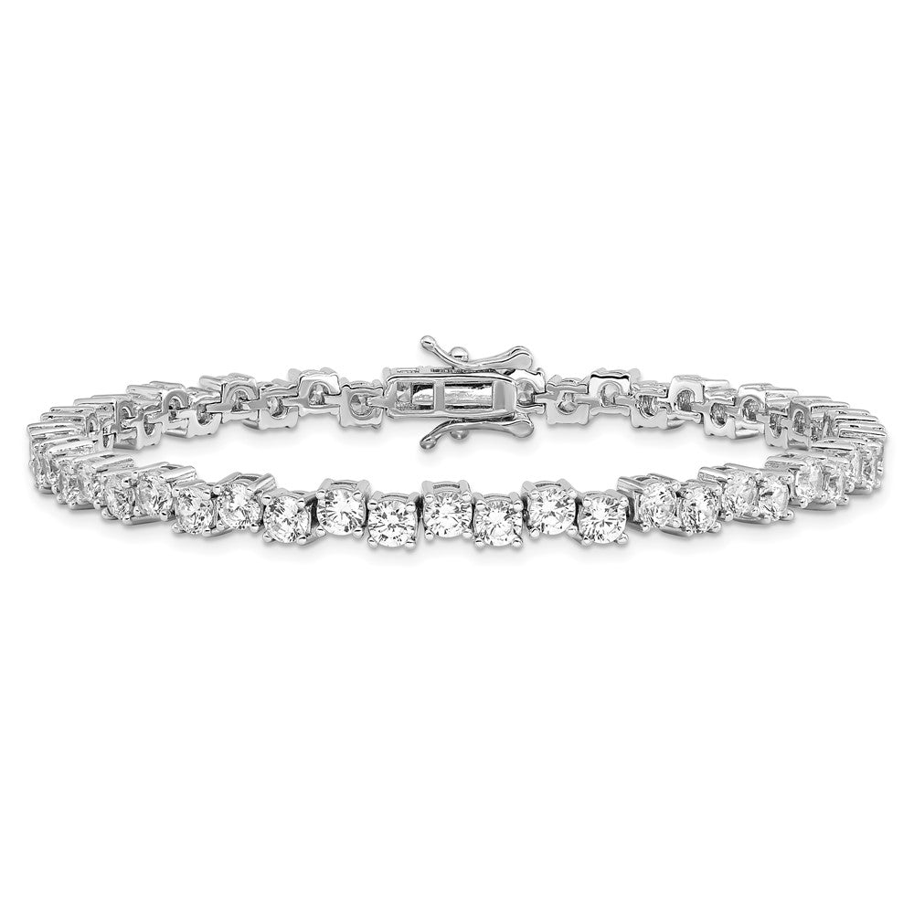 Shop Stylish 4mm CZ Bracelet in Rhodium-Plated Sterling Silver - Luxury Value
