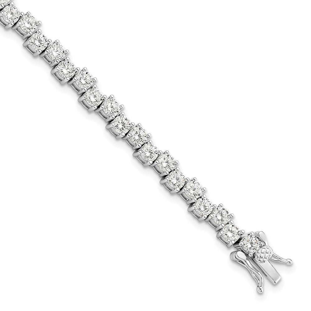 Shop Stylish 4mm CZ Bracelet in Rhodium-Plated Sterling Silver - Luxury Value