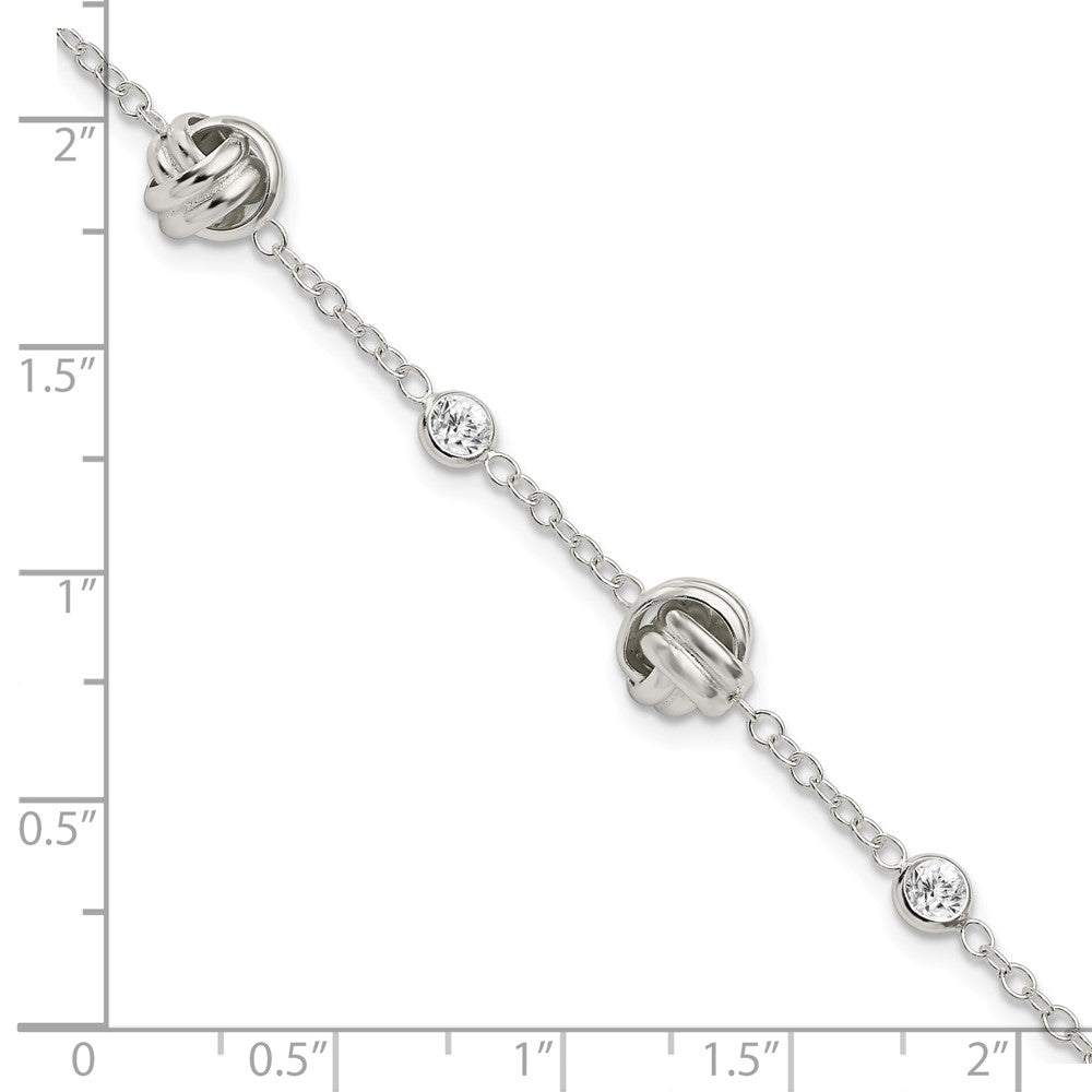 Shop Stylish Polished Sterling Silver CZ Knot Bracelet - 1.25-Inch Extension
