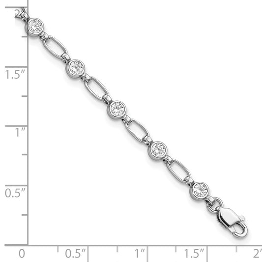 High-Quality Rhodium-Plated CZ Bracelet in Sterling Silver - Stylish Value!