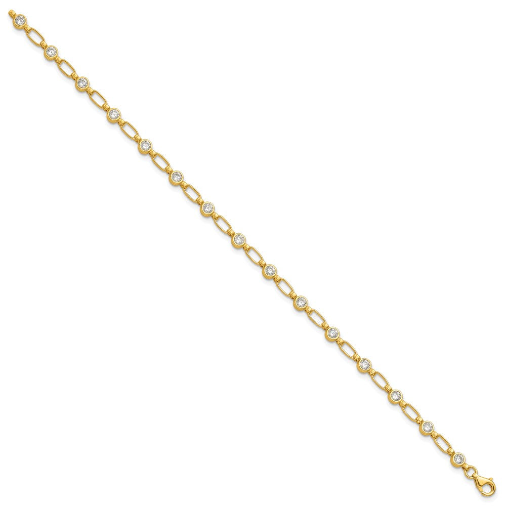 Shop Stylish 7.5" Gold-Tone Bezel Set CZ Bracelet in Sterling Silver - Affordable Luxury