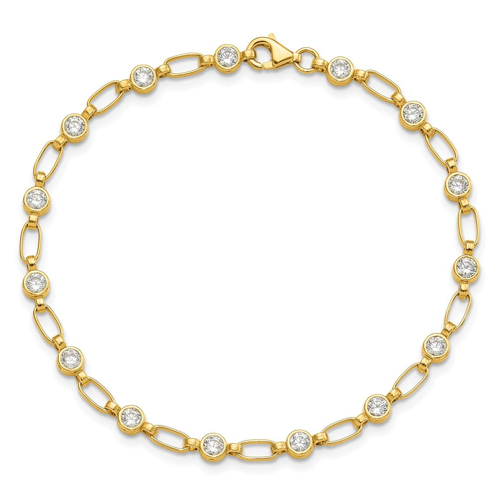 Shop Stylish 7.5" Gold-Tone Bezel Set CZ Bracelet in Sterling Silver - Affordable Luxury