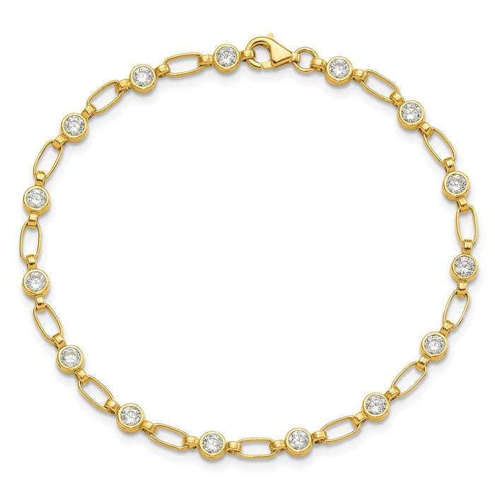 Shop Stylish 7.5" Gold-Tone Bezel Set CZ Bracelet in Sterling Silver - Affordable Luxury-4