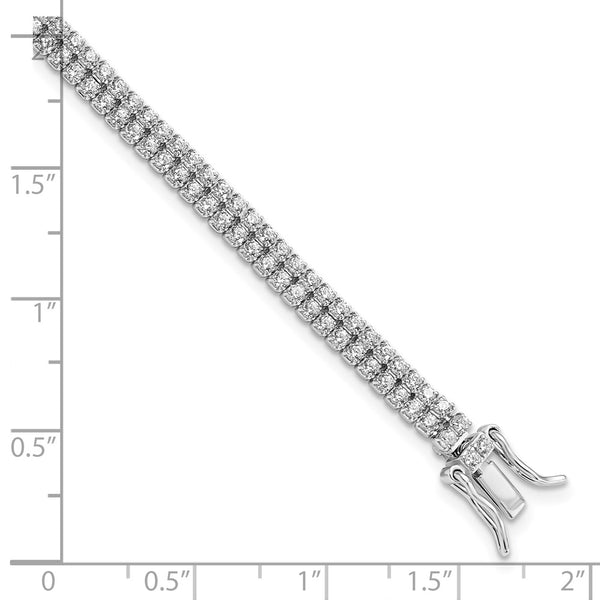 Rhodium-Plated Sterling Silver Double Row CZ Tennis Bracelet