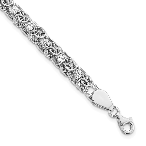 7.5-inch Polished Clear CZ Bracelet in Rhodium-Plated Silver