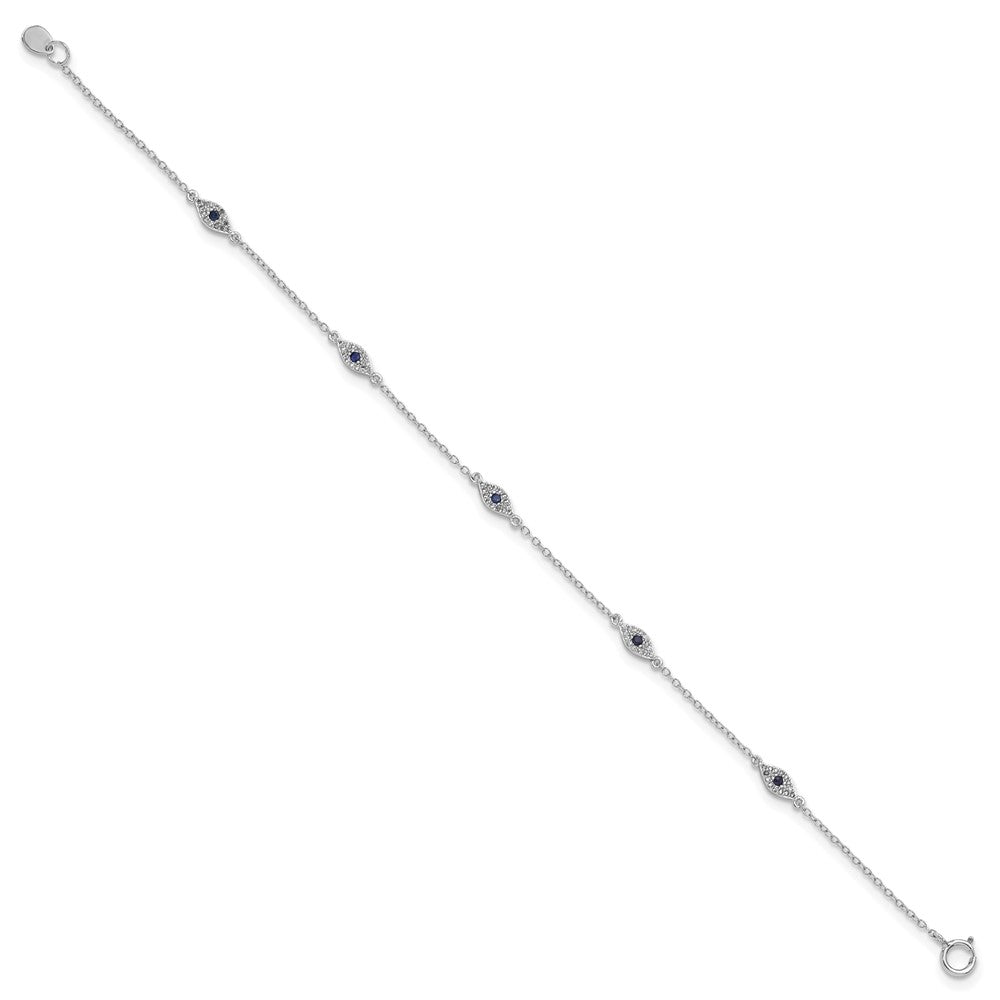 Exclusive Polished Sterling Silver Bracelet 7.5" with CZ Accents - Stylish Value!
