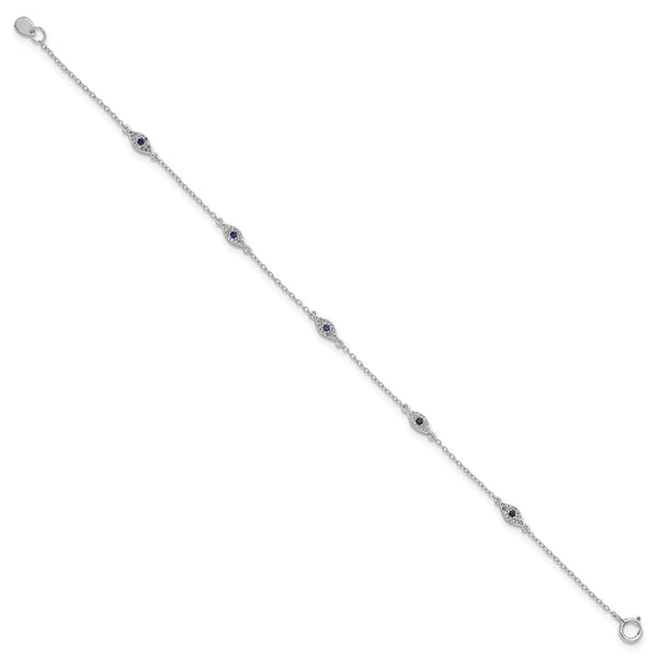 Polished Sterling Silver Bracelet 7.5" with CZ Accents