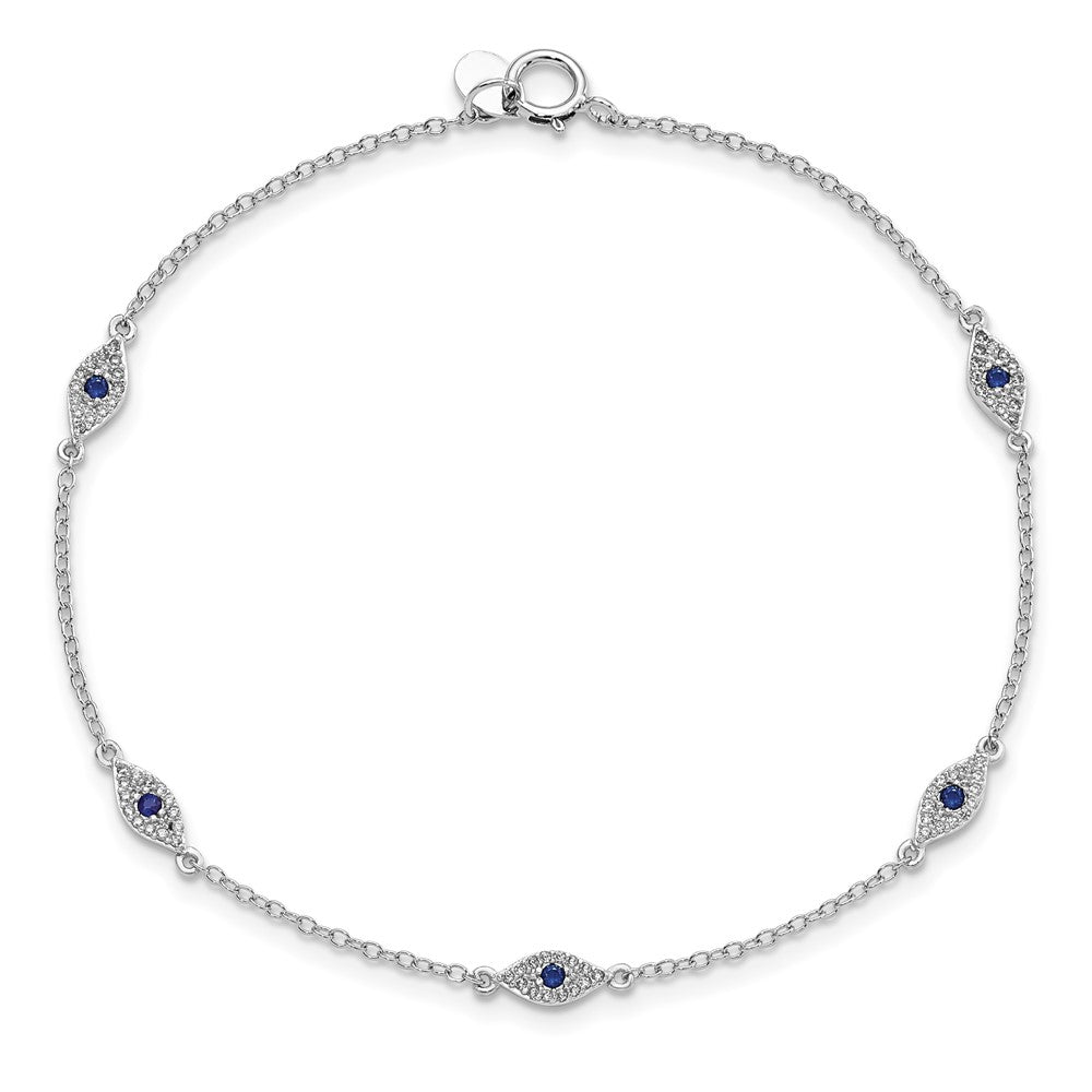 Exclusive Polished Sterling Silver Bracelet 7.5" with CZ Accents - Stylish Value!