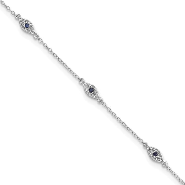 Polished Sterling Silver Bracelet 7.5" with CZ Accents