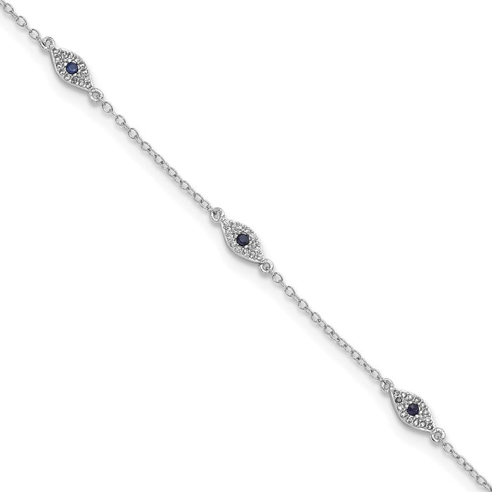 Exclusive Polished Sterling Silver Bracelet 7.5" with CZ Accents - Stylish Value!-1