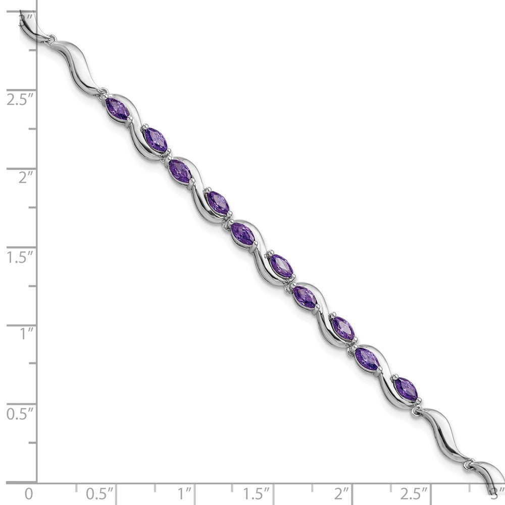 High-Quality Rhodium-Plated Sterling Silver Purple CZ Bracelet - Stylish Value!
