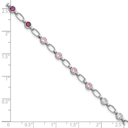 Exclusive Rhodium-Plated Sterling Silver Bracelet with CZ Stones - Stylish Value
