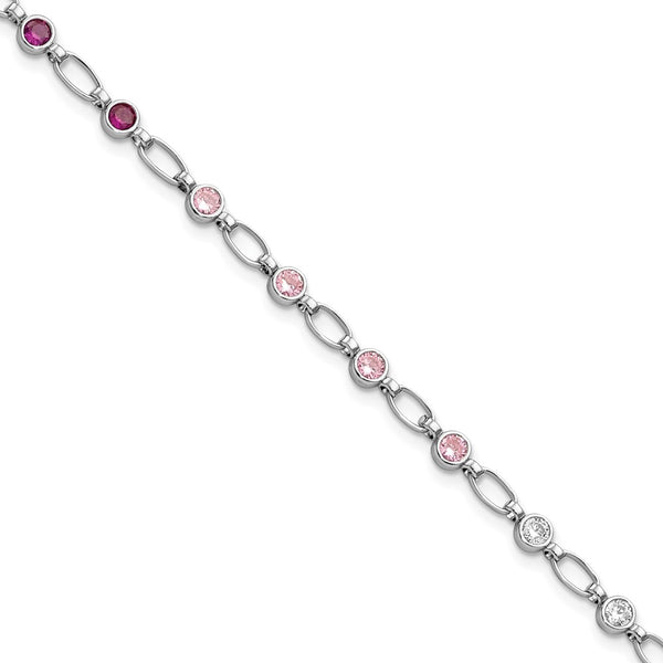 Rhodium-Plated Sterling Silver Bracelet with CZ Stones - Style GR1-1008312