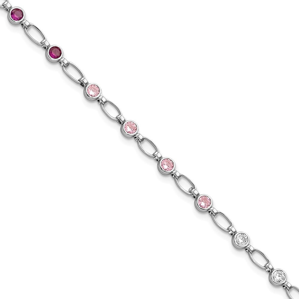 Exclusive Rhodium-Plated Sterling Silver Bracelet with CZ Stones - Stylish Value
