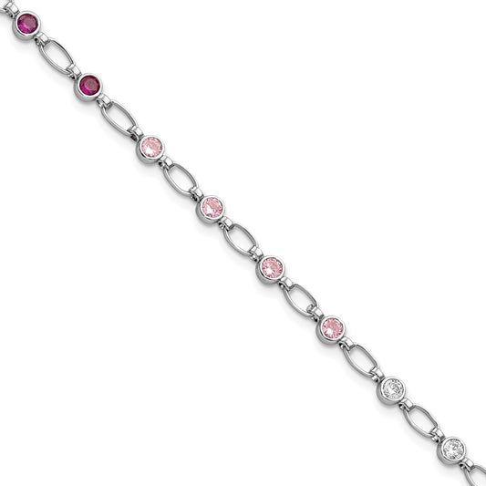 Exclusive Rhodium-Plated Sterling Silver Bracelet with CZ Stones - Stylish Value