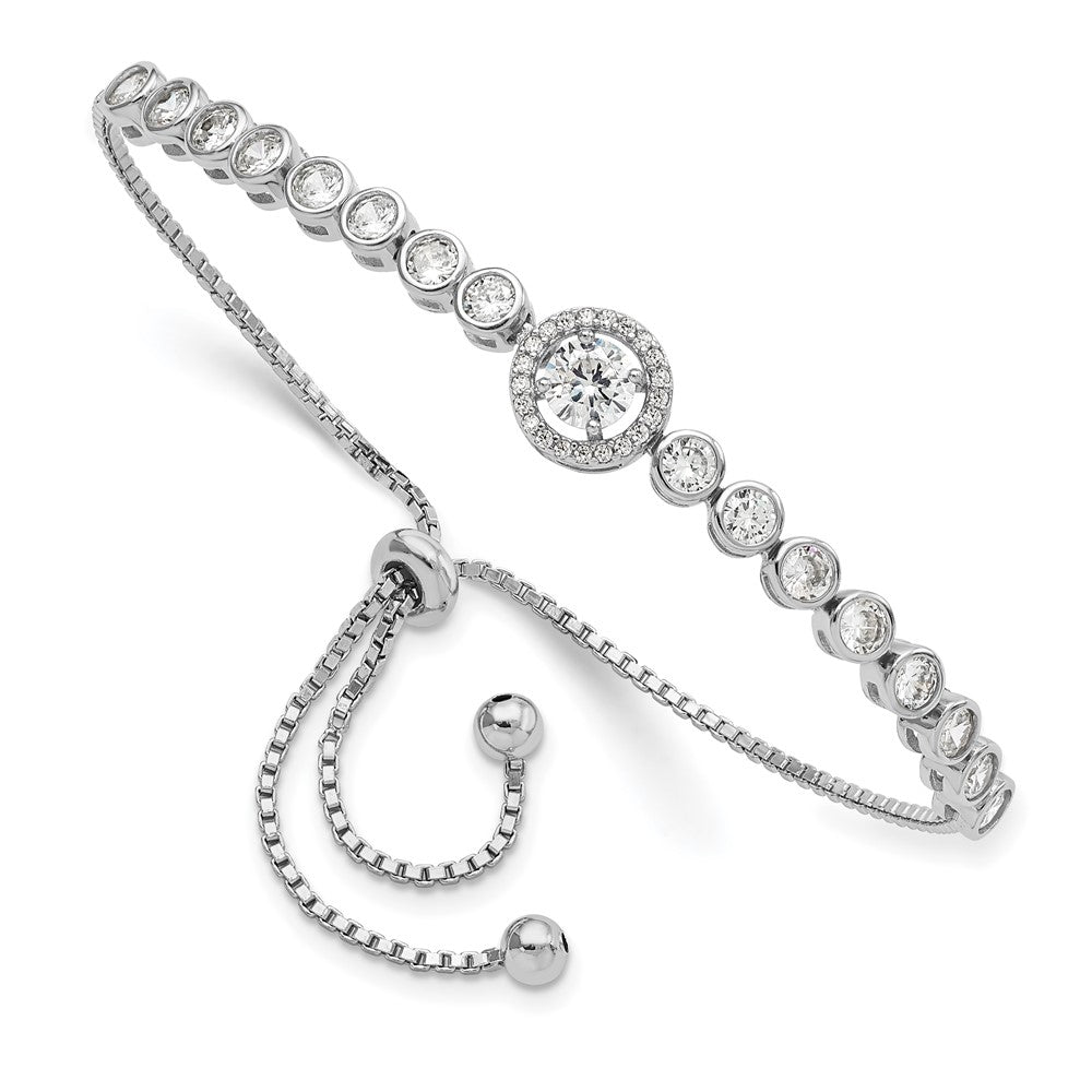 Buy Exclusive Rhodium-Plated Sterling Silver Adjustable Bracelet | Stylish CZ Accents