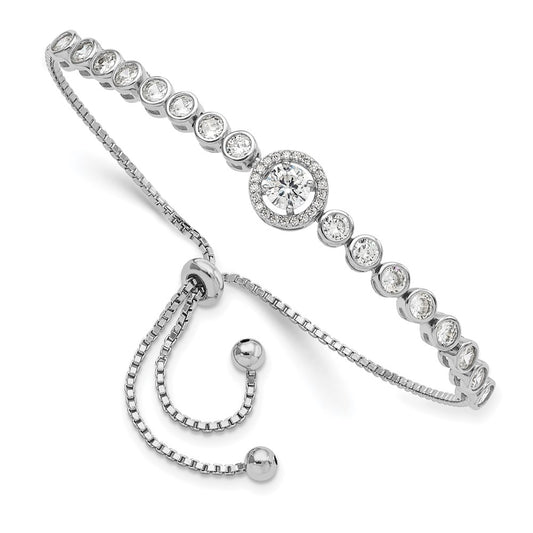 Buy Exclusive Rhodium-Plated Sterling Silver Adjustable Bracelet | Stylish CZ Accents