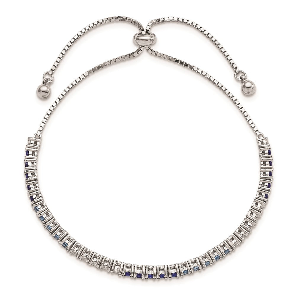 Buy Stylish Adjustable Sterling Silver Bracelet with Blue Spinel & CZ