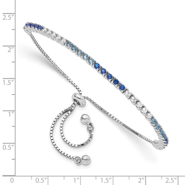 Adjustable Sterling Silver Bracelet with Blue Spinel & CZ