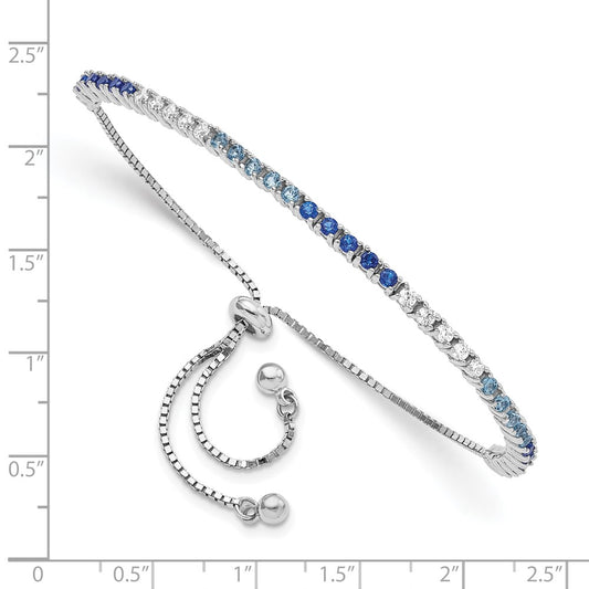 Buy Stylish Adjustable Sterling Silver Bracelet with Blue Spinel & CZ