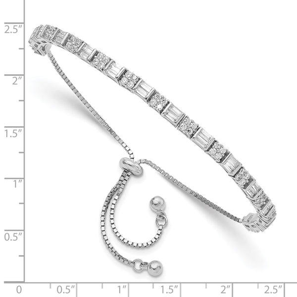 Rhodium-Plated Sterling Silver Adjustable Bracelet