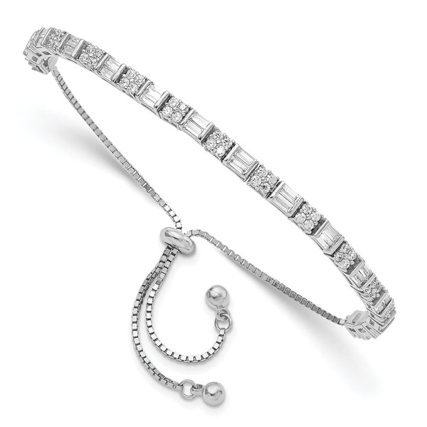 Rhodium-Plated Sterling Silver Adjustable Bracelet