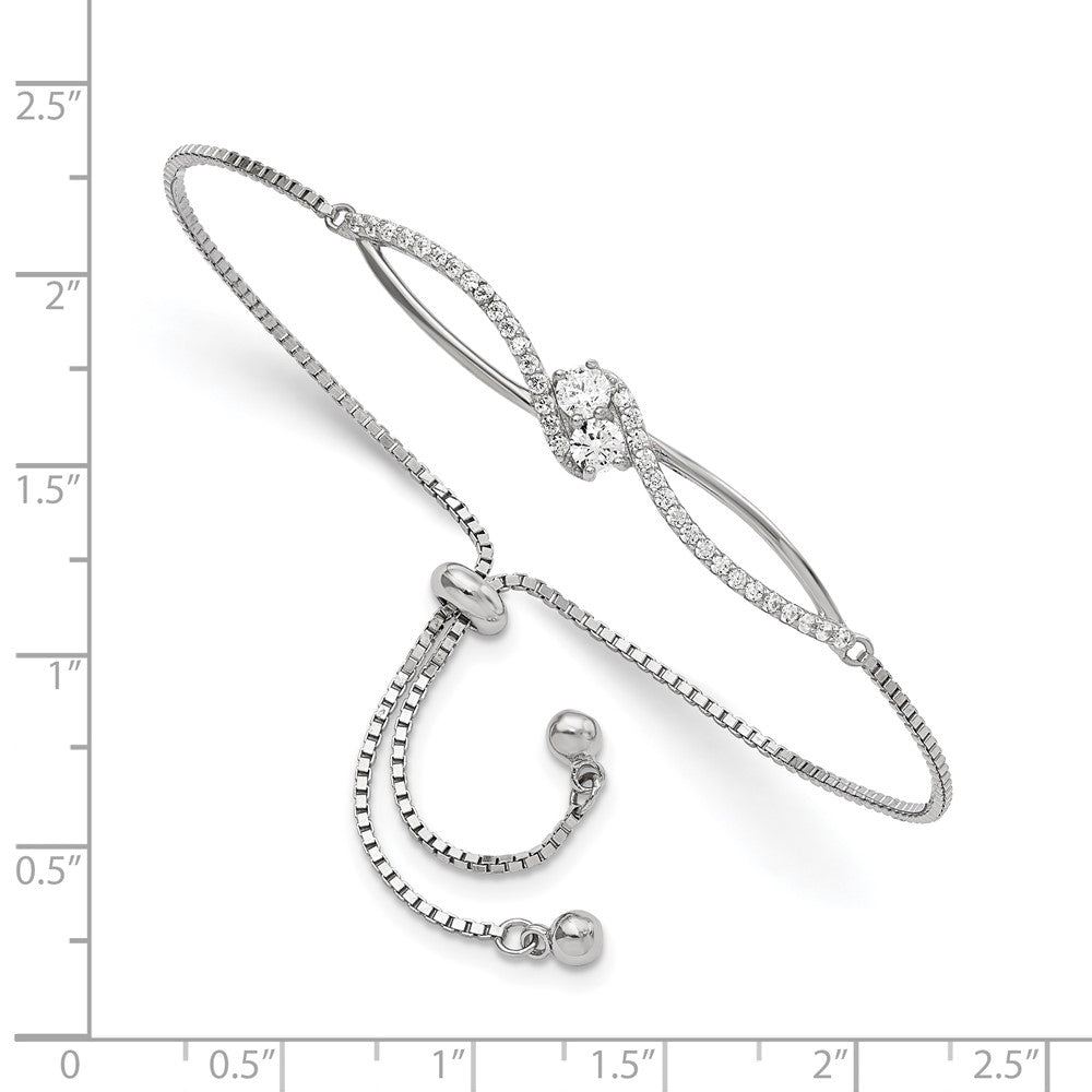 Shop Stylish Rhodium-Plated Sterling Silver Adjustable Bracelet with CZ Accents