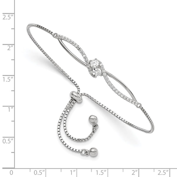 Rhodium-Plated Sterling Silver Adjustable Bracelet with CZ Accents - Style GR1-1008320