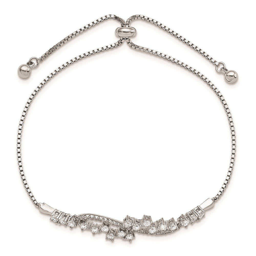 Buy Stylish Rhodium-Plated Sterling Silver Adjustable Bracelet with CZ Accents