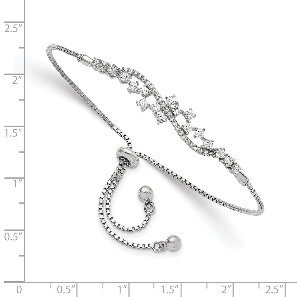 Buy Stylish Rhodium-Plated Sterling Silver Adjustable Bracelet with CZ Accents