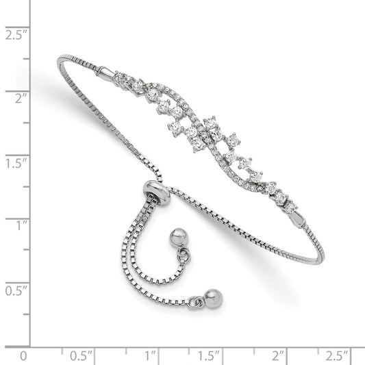 Buy Stylish Rhodium-Plated Sterling Silver Adjustable Bracelet with CZ Accents
