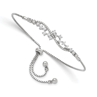 Buy Stylish Rhodium-Plated Sterling Silver Adjustable Bracelet with CZ Accents