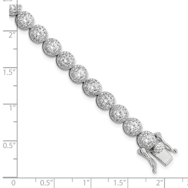 Rhodium-Plated Sterling Silver CZ Tennis Bracelet - 7.5" Long
