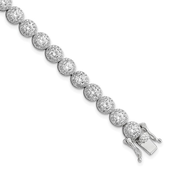 Rhodium-Plated Sterling Silver CZ Tennis Bracelet - 7.5" Long