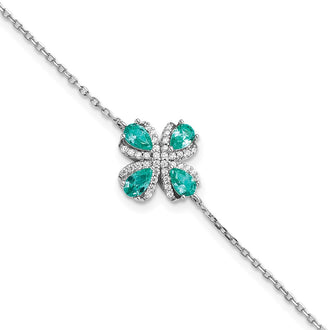 Shop Exclusive Sterling Silver Teal & White CZ Bracelet | 1-Inch Extension