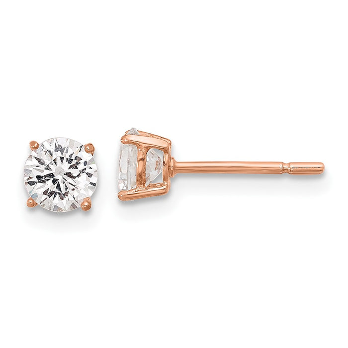 Shop Stylish Rose Gold-tone Silver Bracelet & Earring Set with CZ Accents-2
