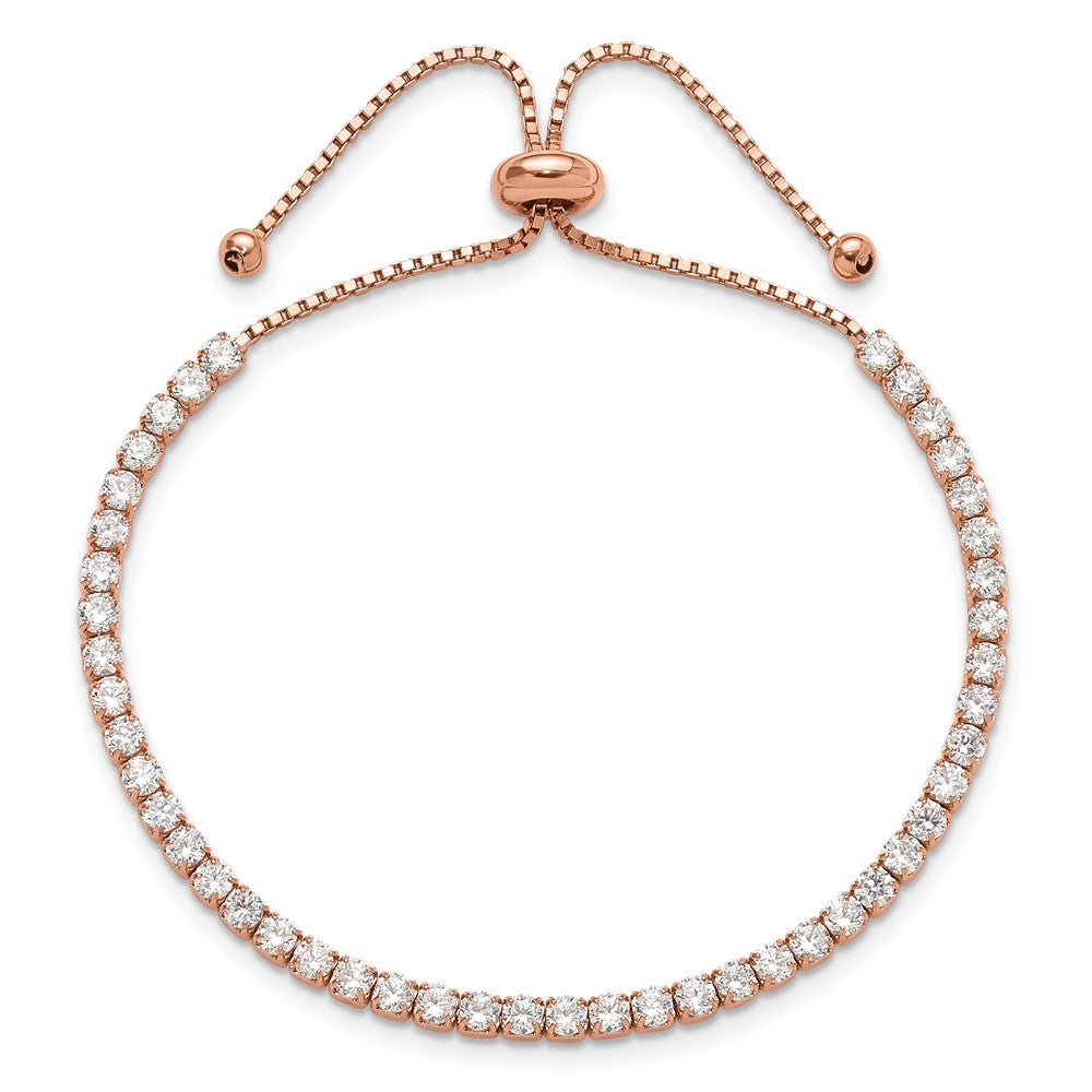 Shop Stylish Rose Gold-tone Silver Bracelet & Earring Set with CZ Accents