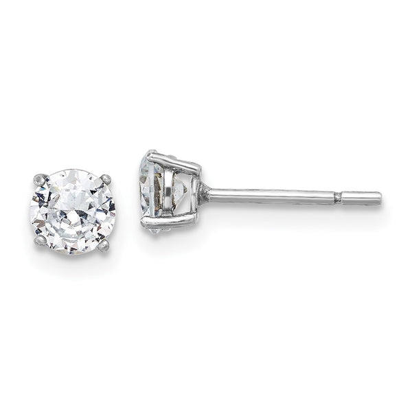 Rhodium-Plated Sterling Silver Adjustable Bracelet & CZ Earrings Set