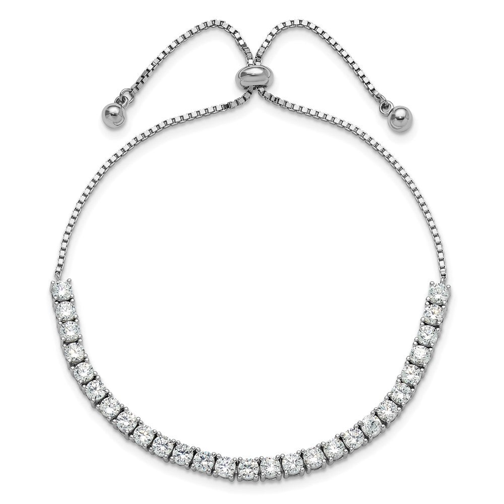 Shop Stylish Rhodium-Plated Sterling Silver Adjustable Bracelet & CZ Earrings Set