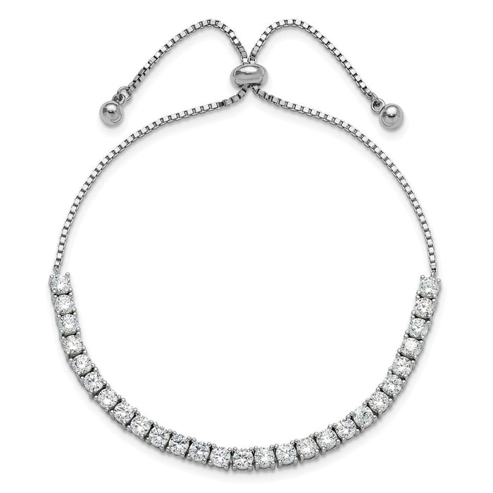 Shop Stylish Rhodium-Plated Sterling Silver Adjustable Bracelet & CZ Earrings Set-4