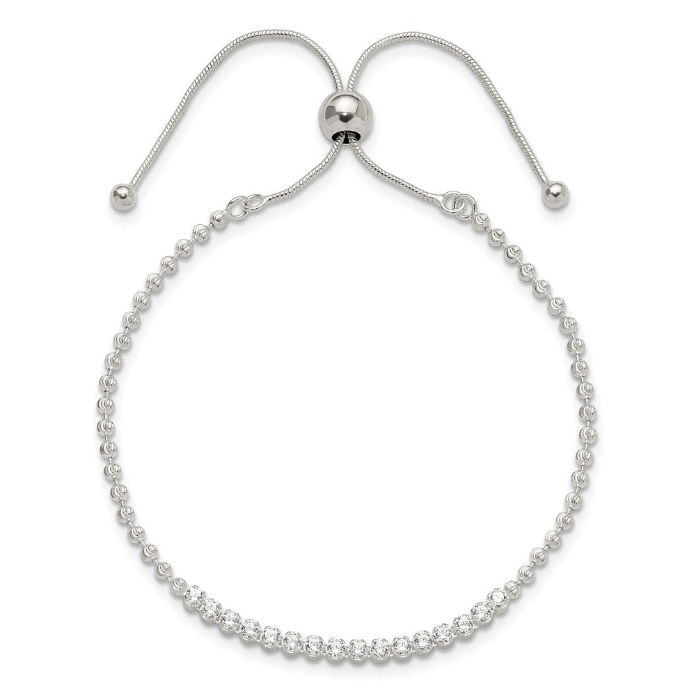High-Quality Adjustable Sterling Silver Bracelet with CZ Accents - Stylish Value