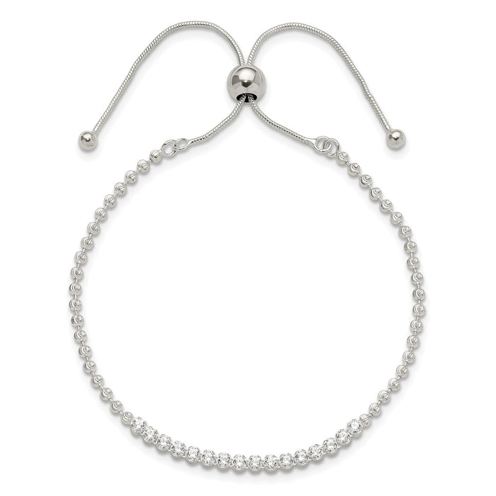 High-Quality Adjustable Sterling Silver Bracelet with CZ Accents - Stylish Value-2