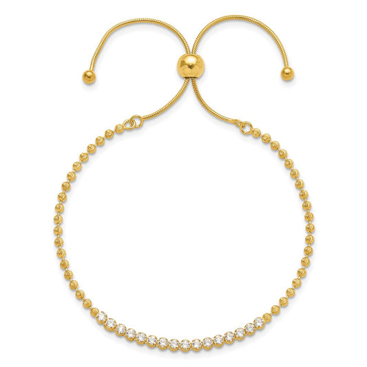 Buy Stylish Sterling Silver Adjustable Bracelet with Gold-tone & CZ Accents