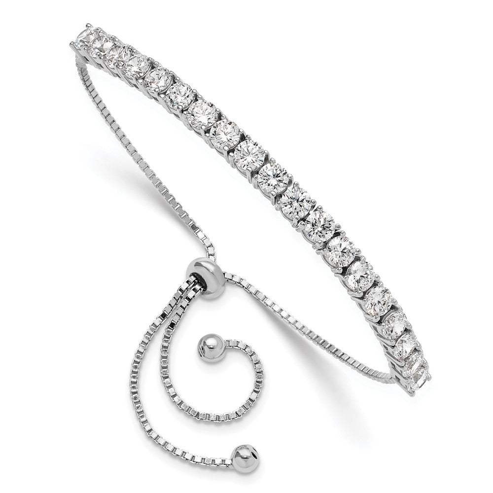 Shop Exclusive Rhodium-Plated Sterling Silver CZ Tennis Bracelet - Stylish & Adjustable