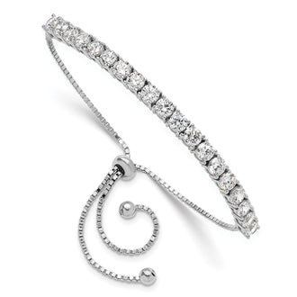 Shop Exclusive Rhodium-Plated Sterling Silver CZ Tennis Bracelet - Stylish & Adjustable
