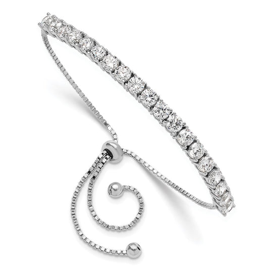 Shop Exclusive Rhodium-Plated Sterling Silver CZ Tennis Bracelet - Stylish & Adjustable