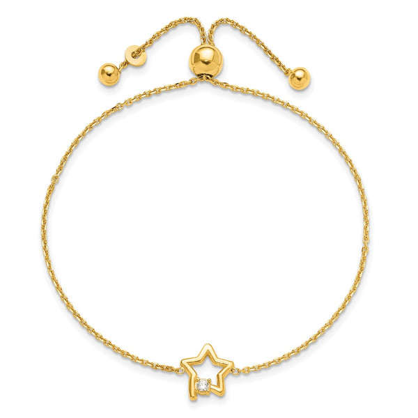 Gold-Plated Sterling Silver Adjustable Bracelet with CZ Accents