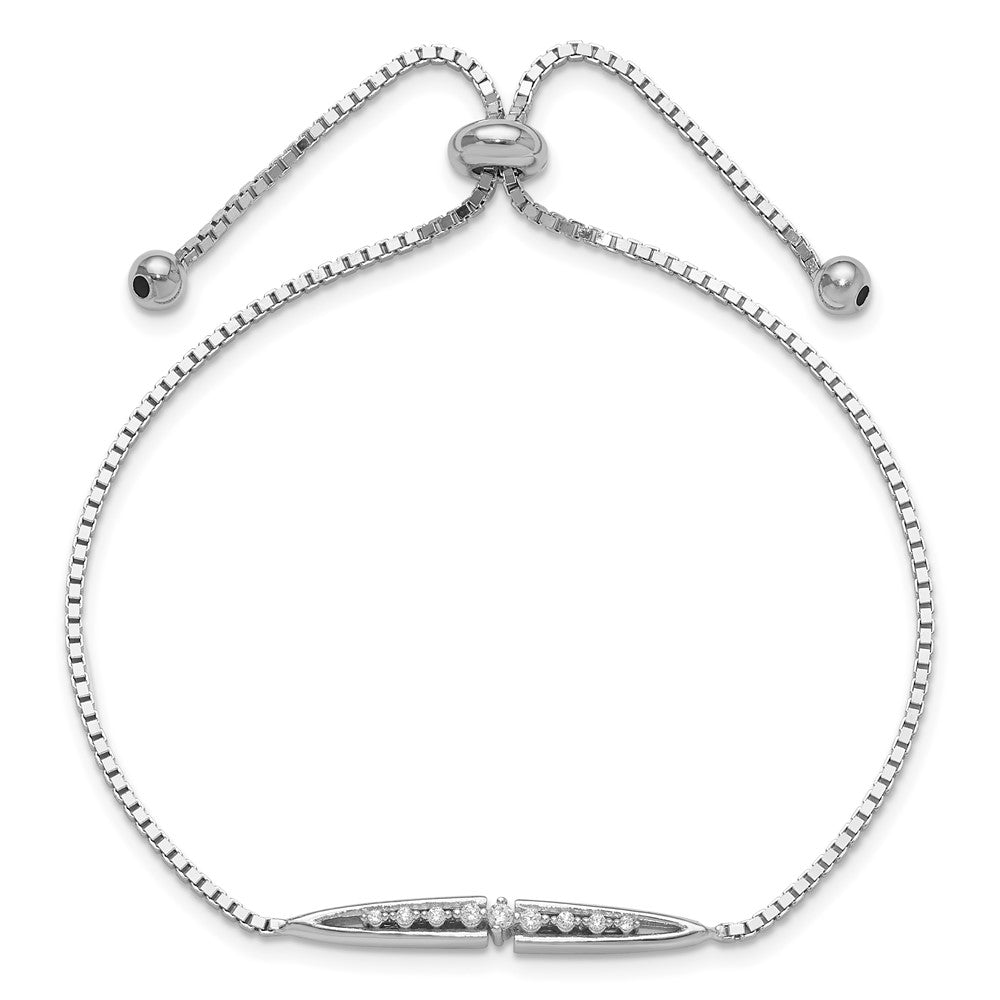 Shop Stylish Rhodium-Plated Sterling Silver Adjustable Bolo Bracelet - Fancy CZ